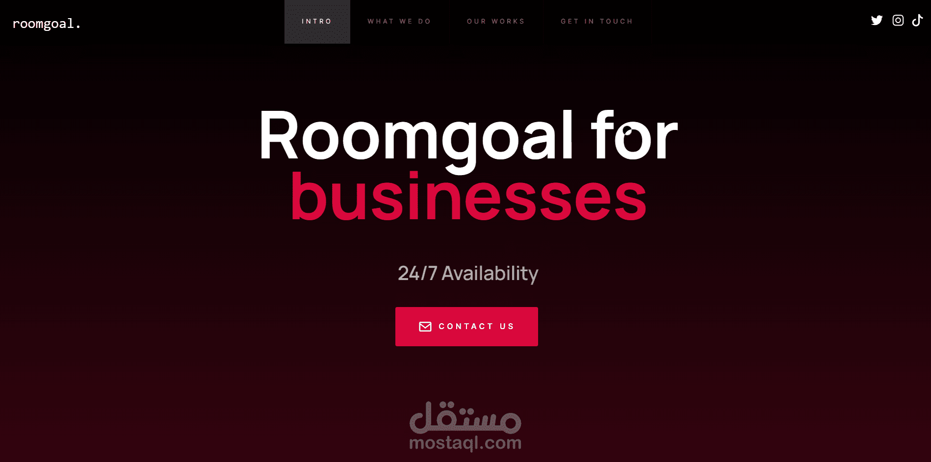 موقع landing page لشركه roomgoal