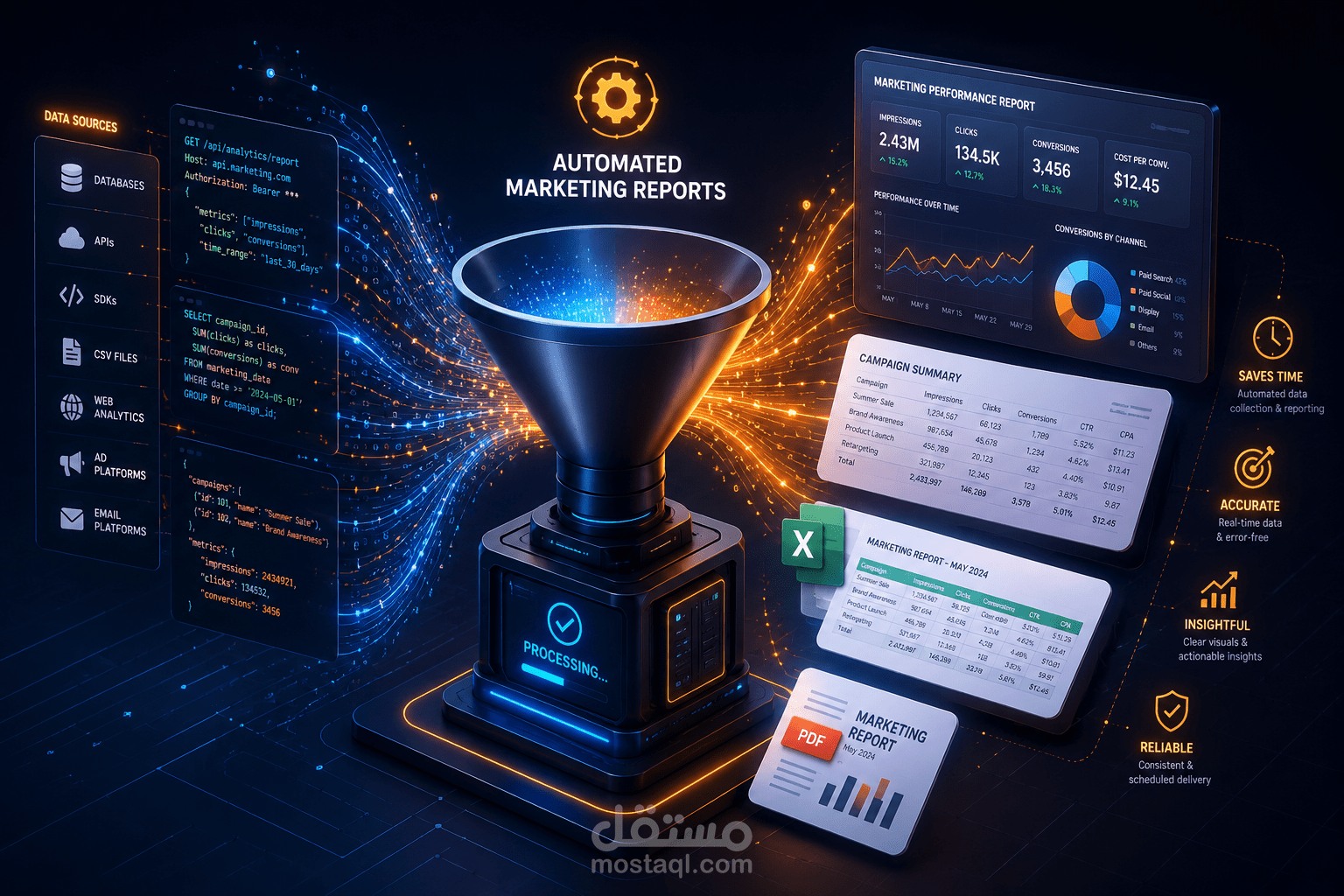 أداة توليد التقارير التسويقية الآلية (Automated Reporting Script)