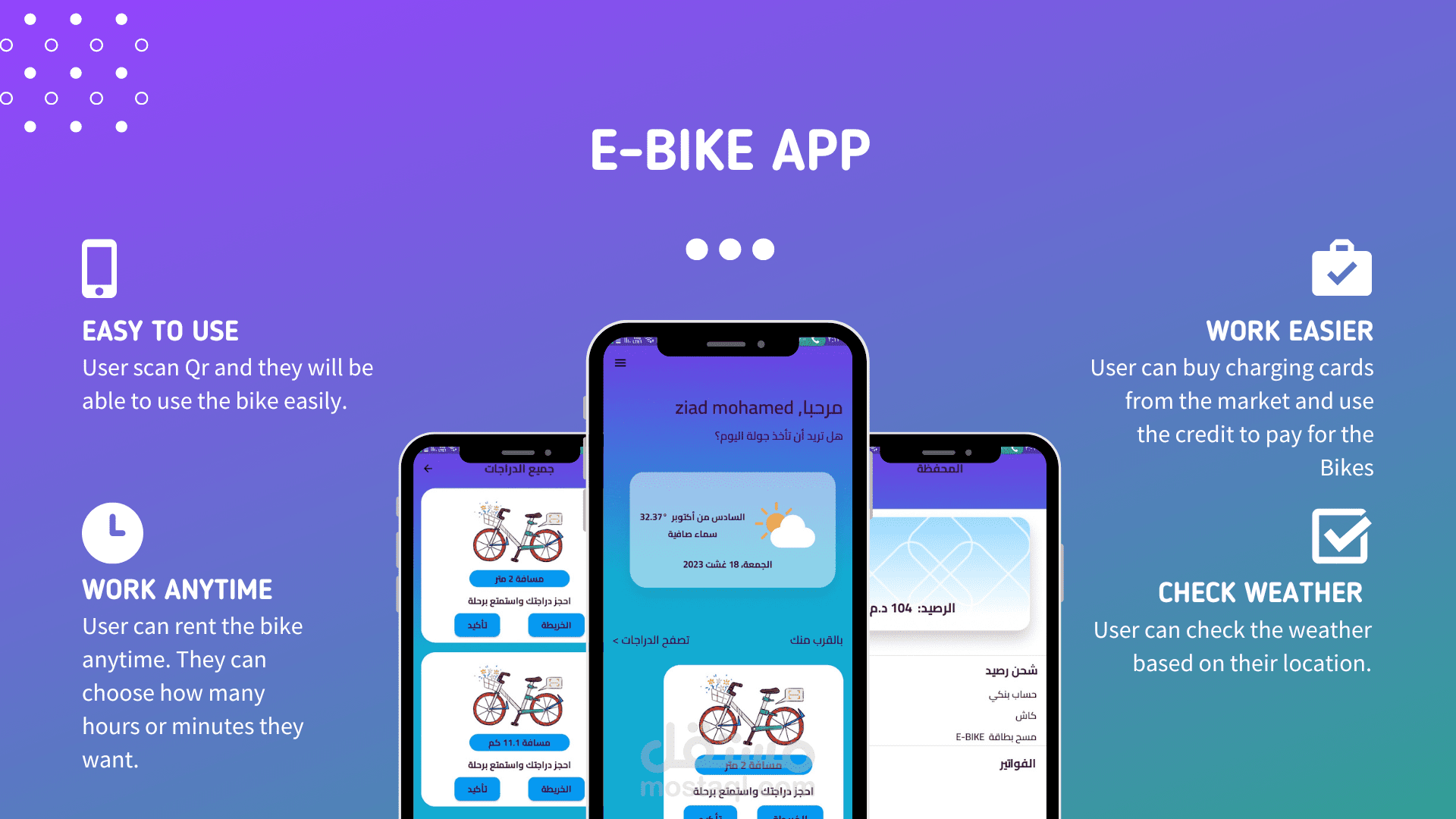 تطبيق E-BIKE لحجز الدراجات
