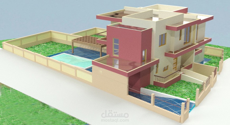 منظور معماري لمنزلين متجاورين