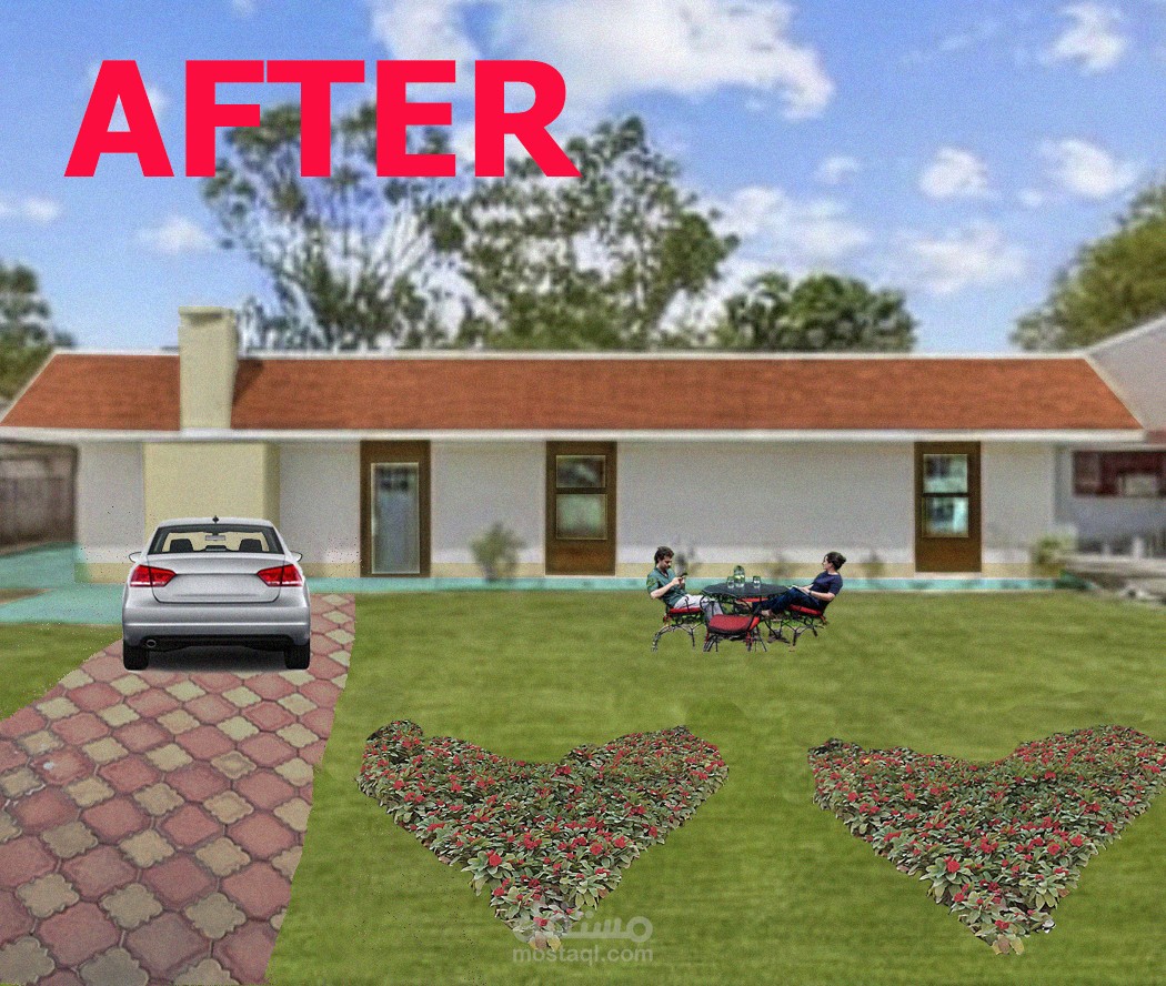 تصميم حديقة أمامية لمنزل