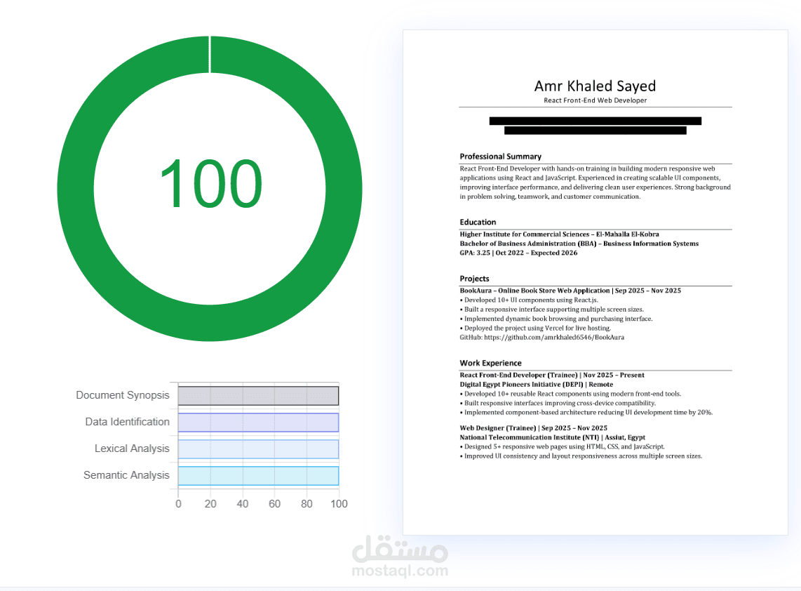 تصميم سيرة ذاتية احترافية CV متوافقة مع نظام ATS
