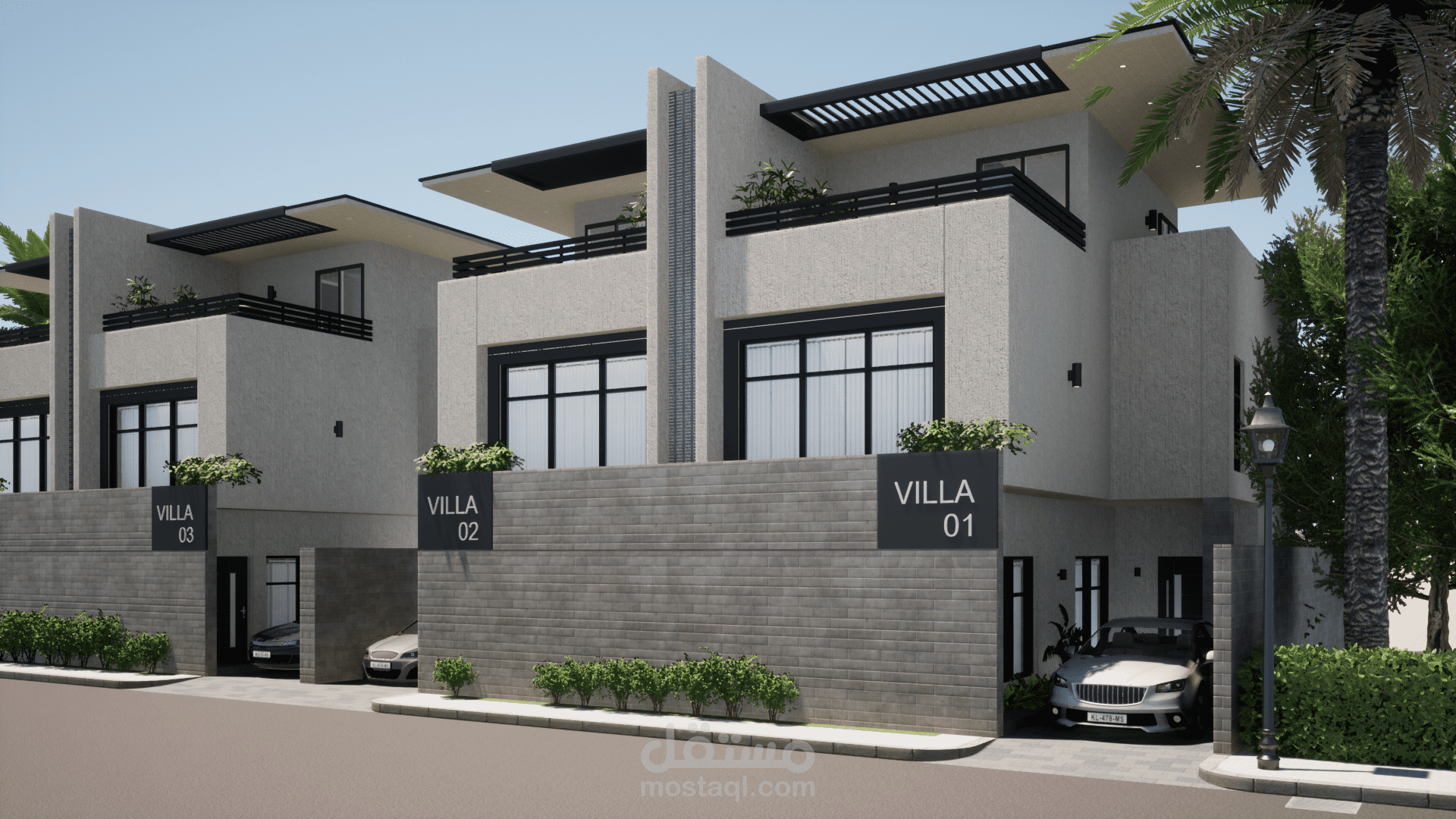 تصميم 4 فيلات متماثلة
