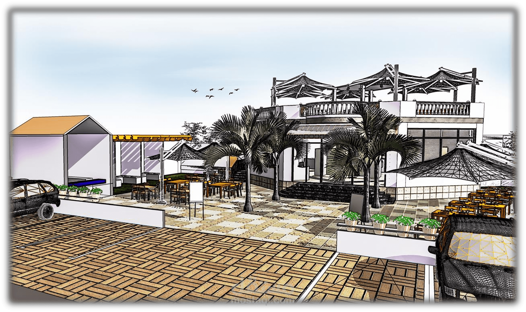 Exterior design to Olive oil store