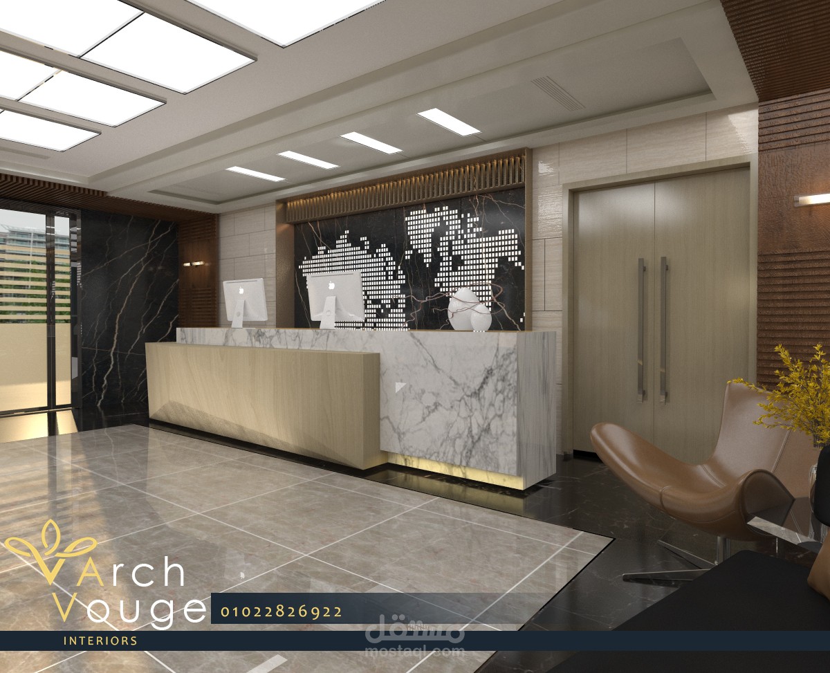 تصمصم داخلى لمدخل شركة سياحة بالإسكندرية
