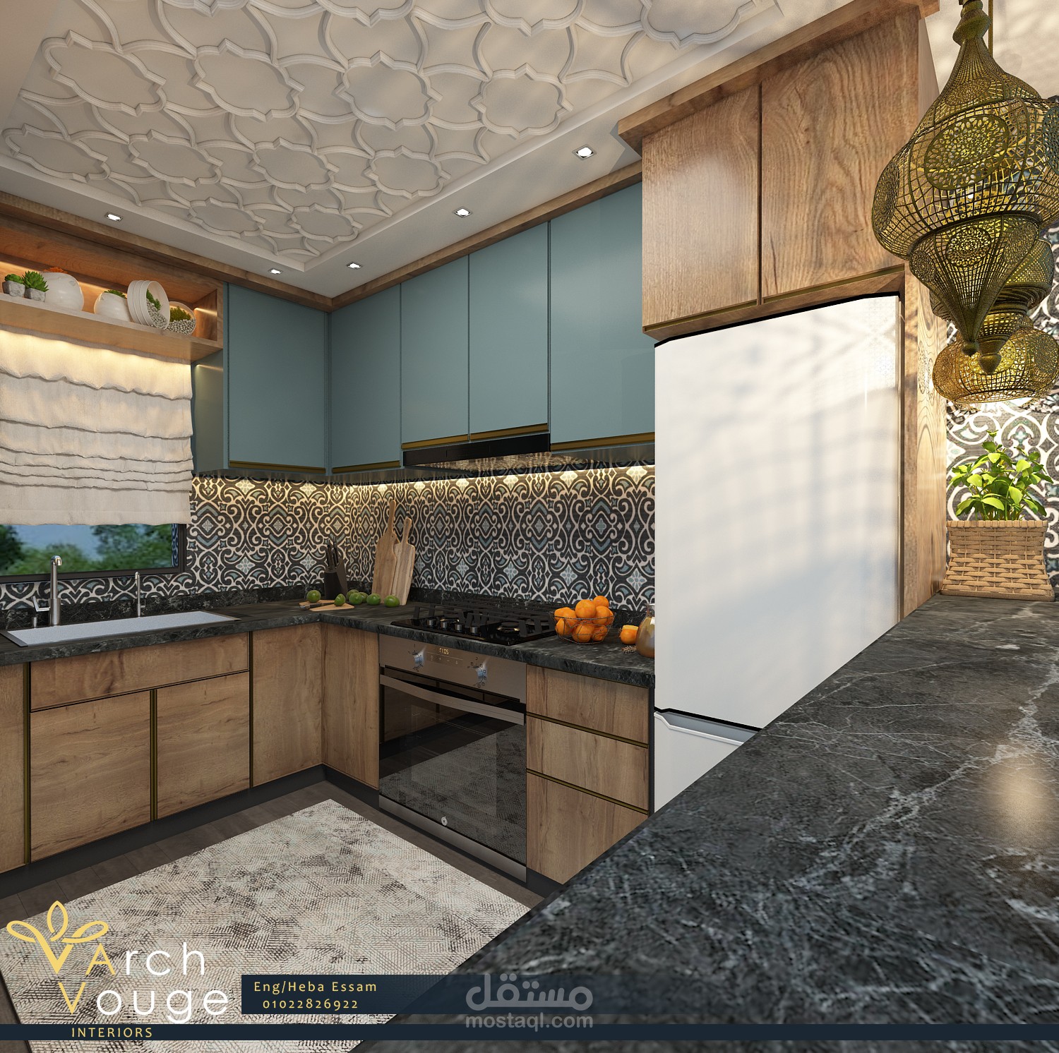 تصميم داخلى لمطبخ مفتوح ٩ متر مربع