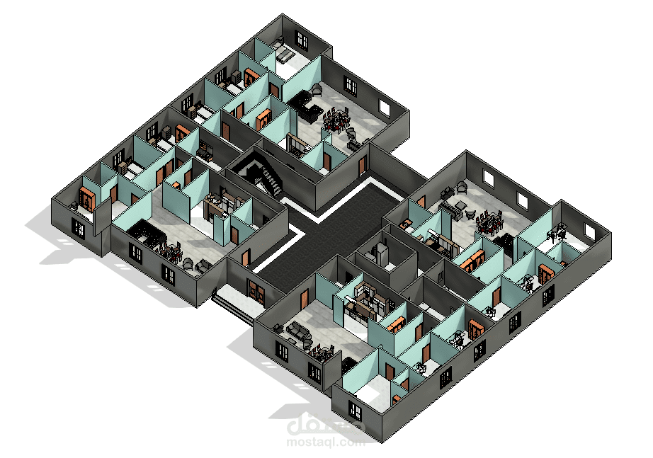 Residential design of an apartment of 120 meters with the quality of the projections of the mattresses and a full 3D clarification of the building