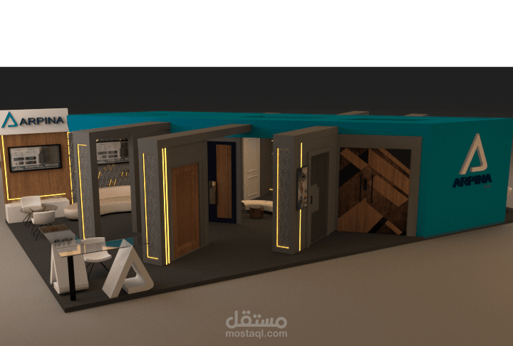 تصميم بوث اعلان شركه كاولين سمارت ل ابواب وتصميم لدمج مع اللوجو
