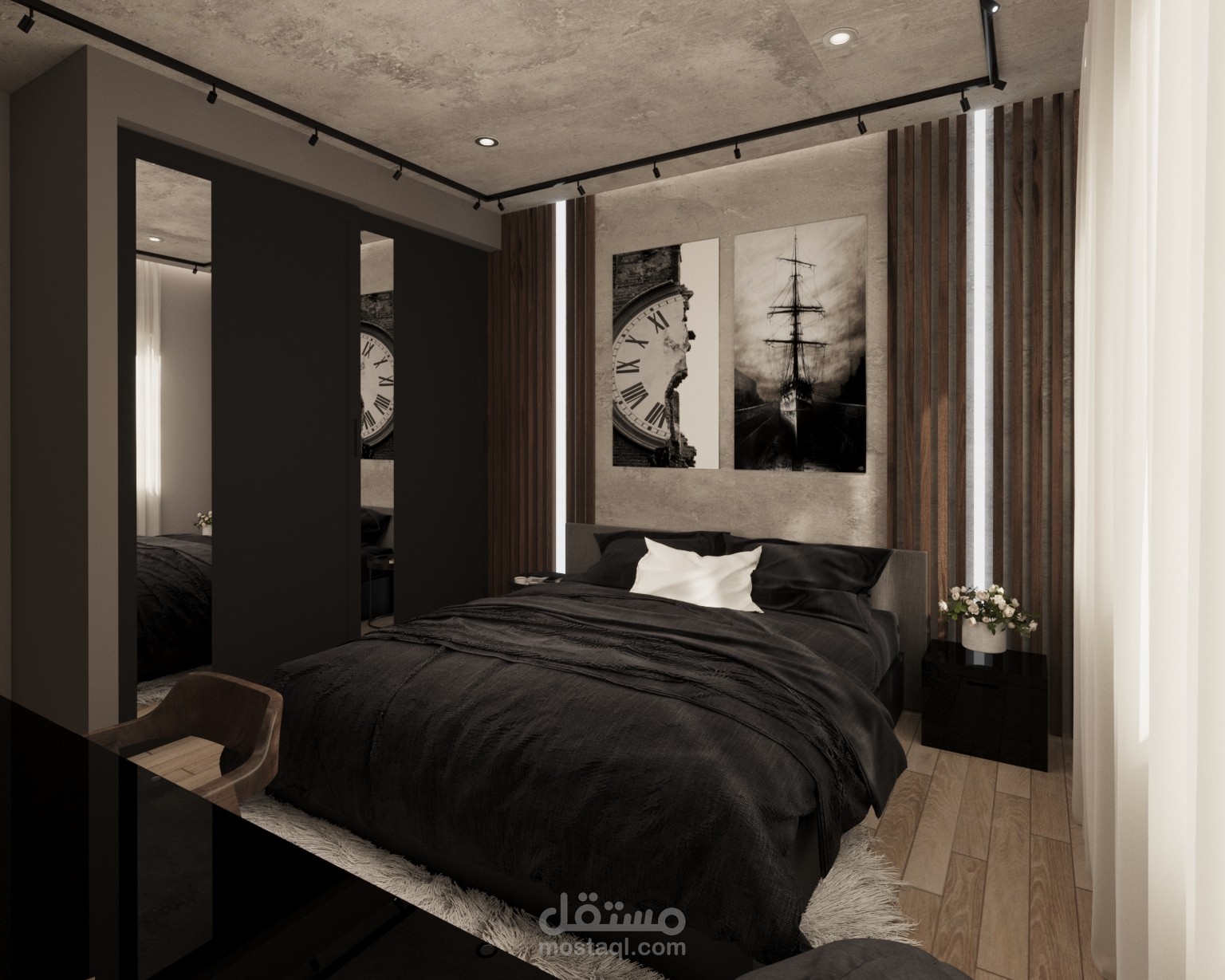 غرفه نوم لشاب  - بتصميم مودرن بفيلا بكمبوند ميفيدا / اعمار بالتجمع الخامس