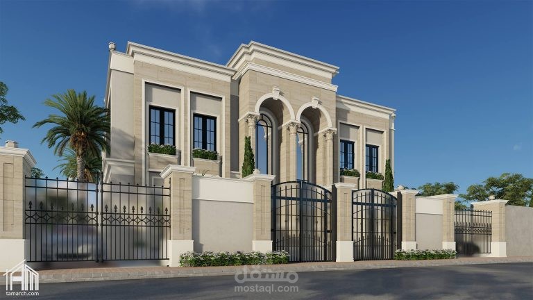 تصميم وتنفيذ فيلا دورين وبدرون مساحه 600متر الأرض والفيلا على 300 متر وحمام سباحه