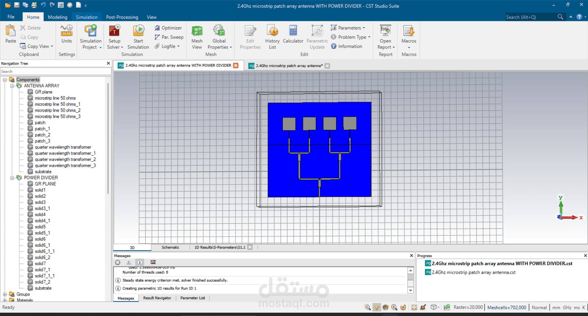 2.4 GHz Microstrip Patch Array Antenna with Integrated Power Divider