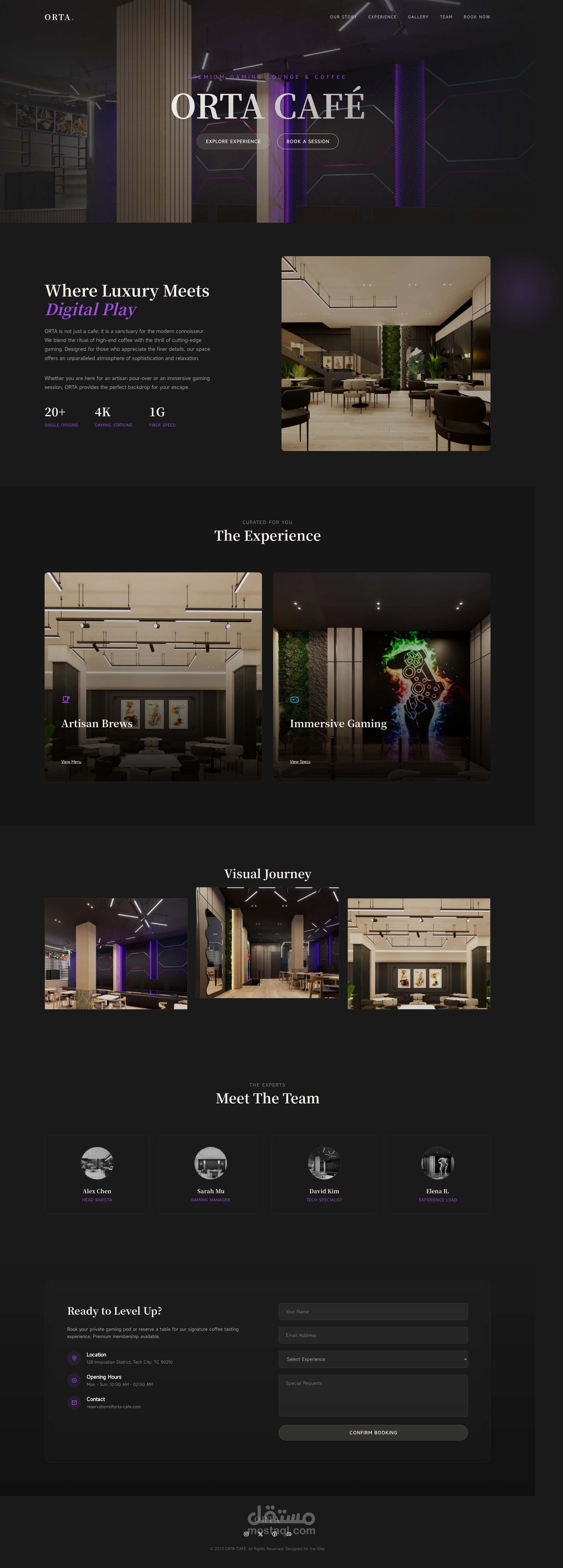 تصميم موقع إلكتروني فاخر لكافيه ORTA Café بتجربة بصرية حديثة (UI/UX)