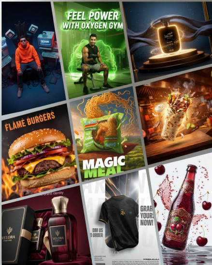 مجموعة تصاميم إعلانية إبداعية لعلامات تجارية في مجالات متعددة (Creative Advertising Design Collection)