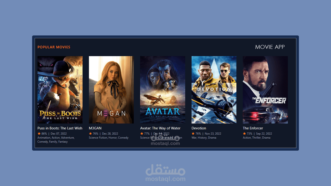 بناء موقع لعرض الافلام بالتقييمات وجميع الأقسام