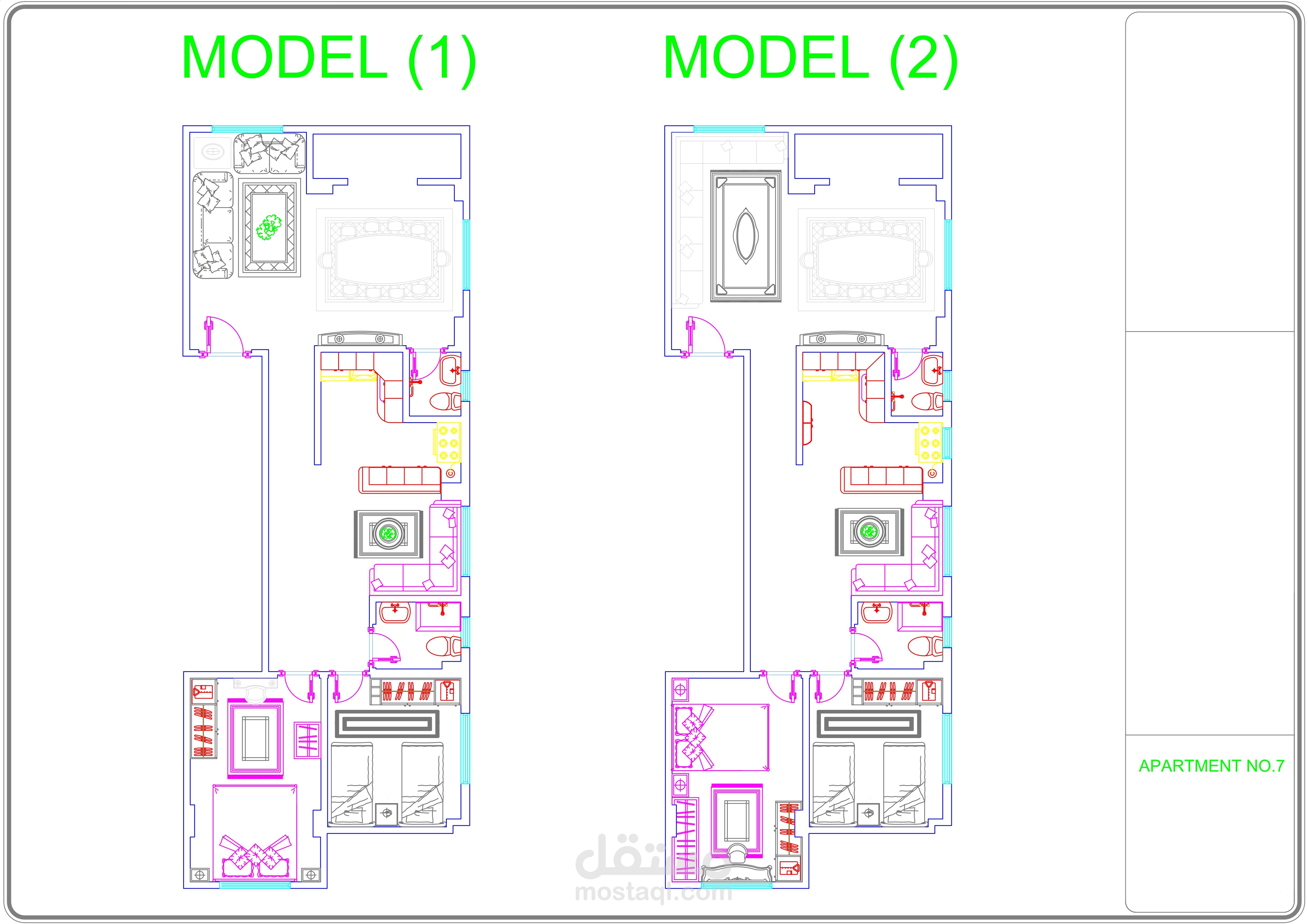 ARCHITECTURAL MODELS 1,2 FOR APARTMENT NO.X