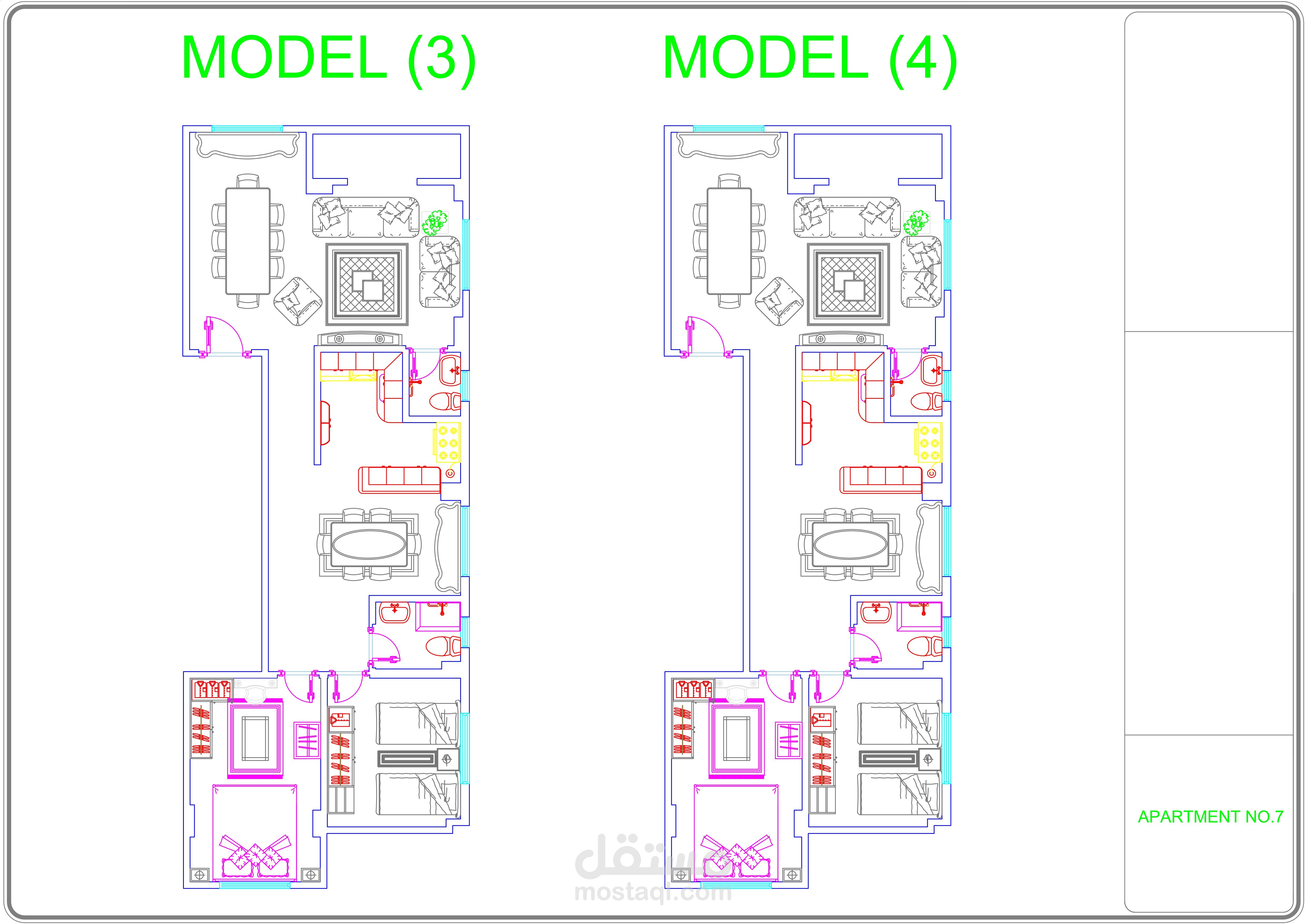 ARCHITECTURAL MODELS 3,4 FOR APARTMENT NO.X