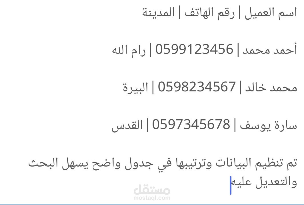 تنظيم وإدخال البيانات في جداول Excel