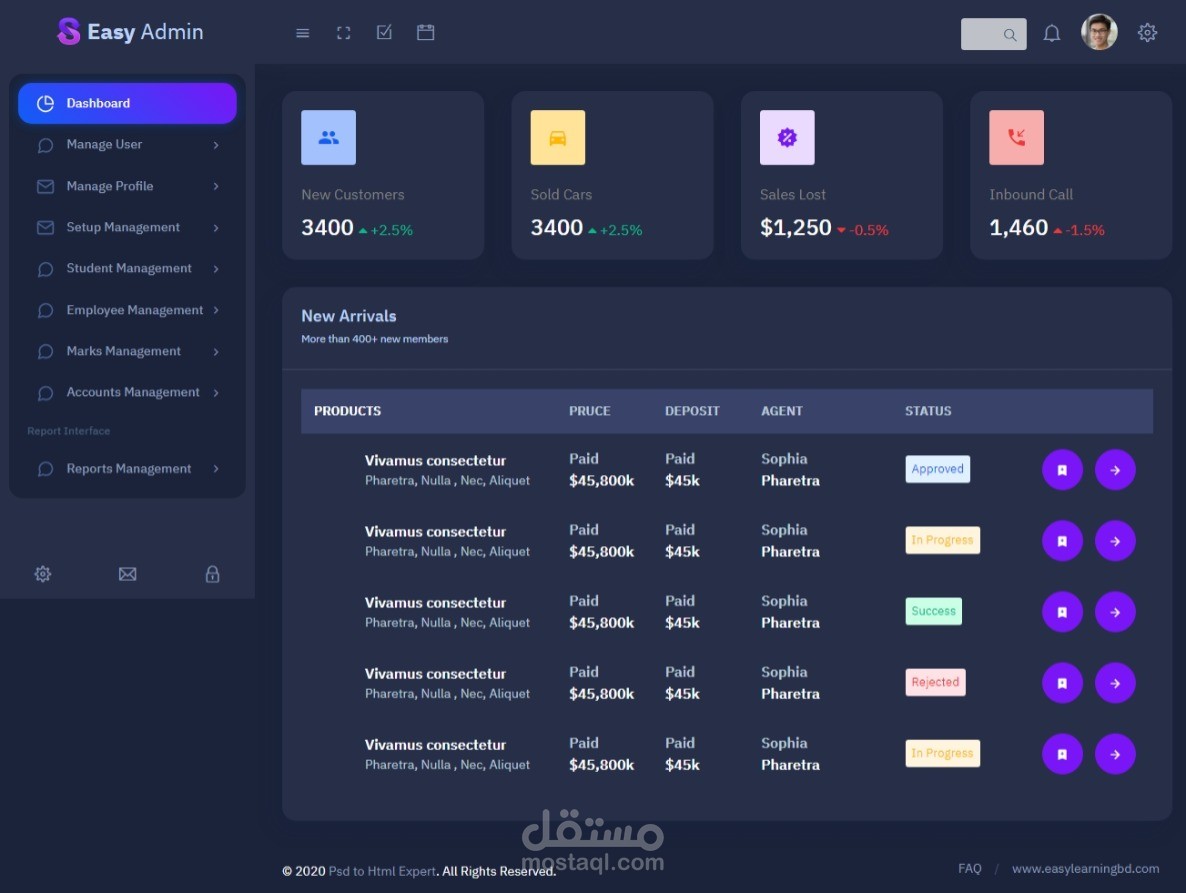 تصميم وبرمجة المواقع ولوحات التحكم باستخدام PHP , laravel