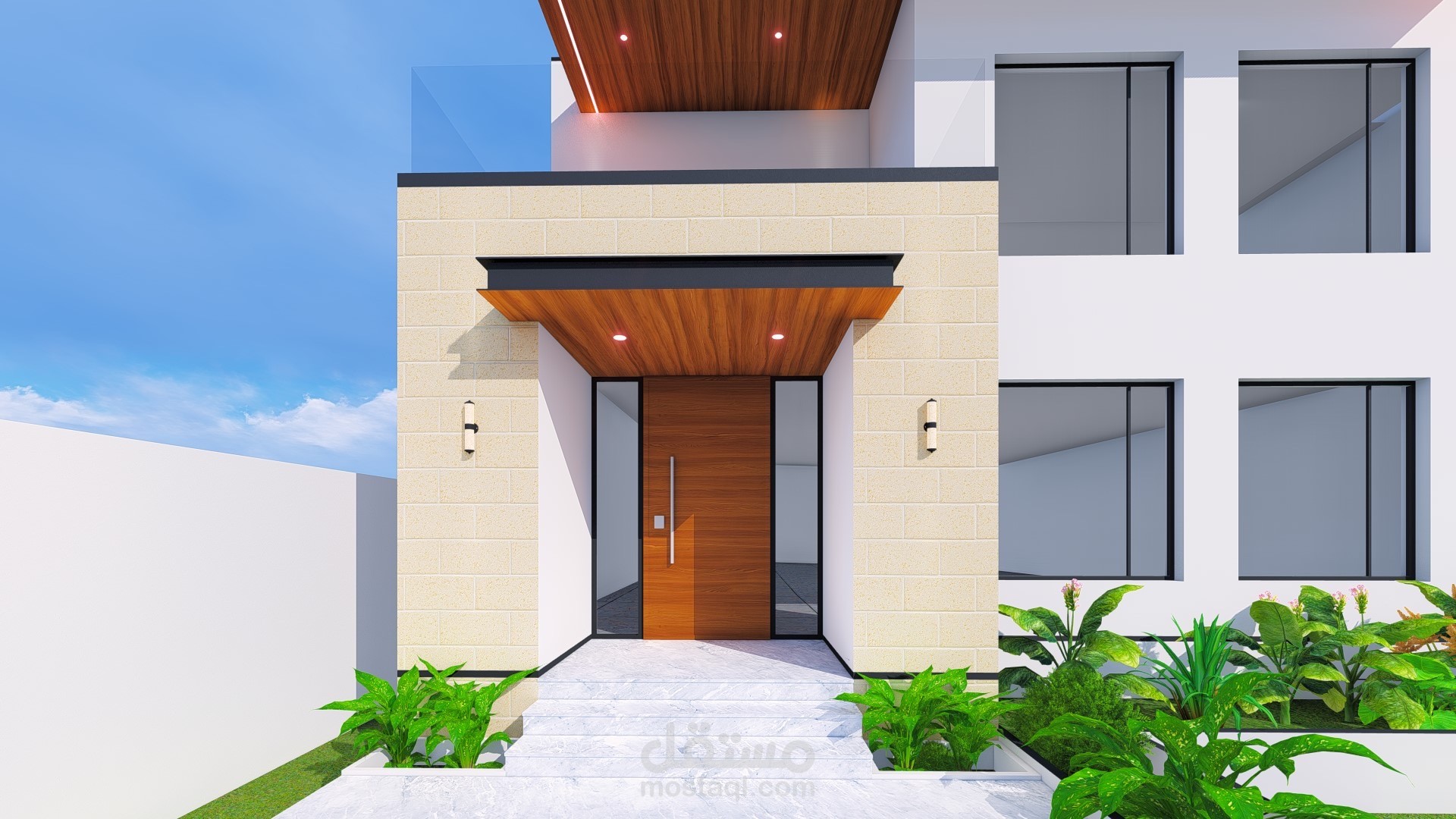 تصميم واجهة فيلا عصرية مينيمليست