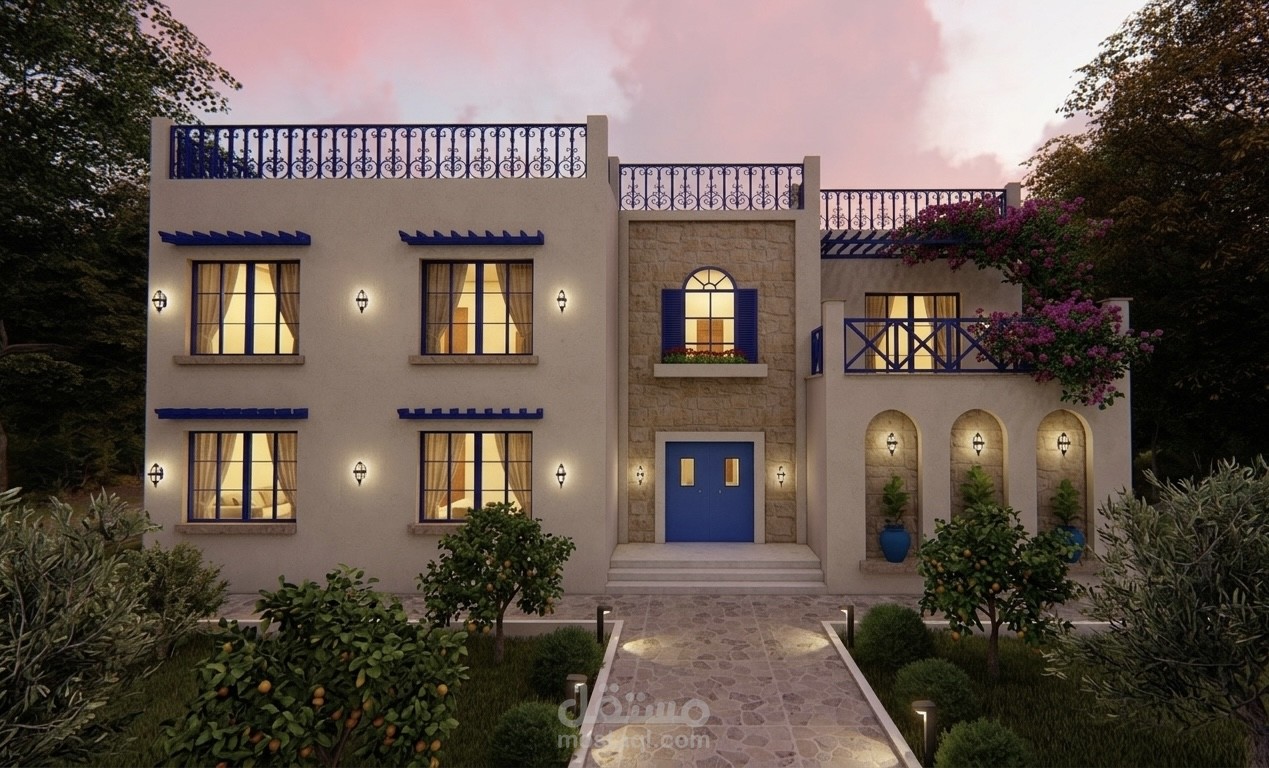 تصميم واجهة فيلا ستايل يوناني
