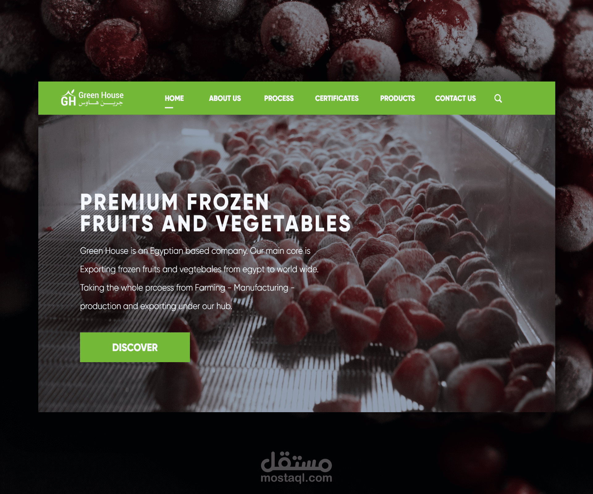 تصميم موقع  Green House – Frozen Fruit and Vegetables