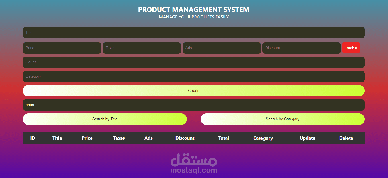 Easy and fast product management system
