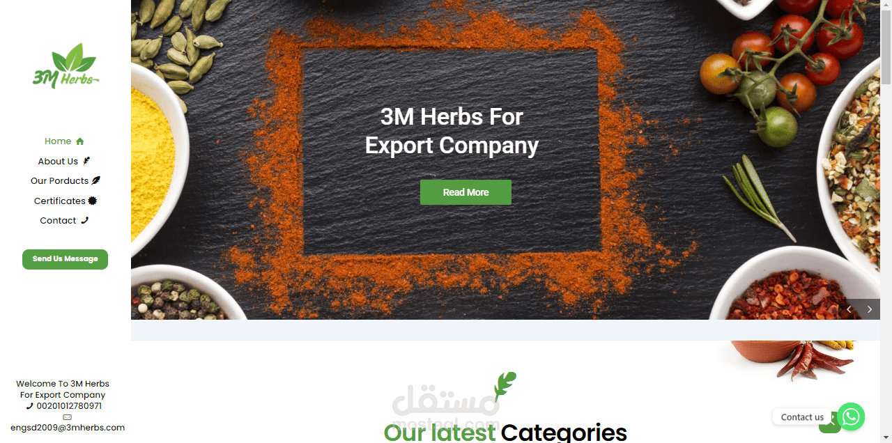 تصميم موقع إلكتروني احترافي لشركة 3M Herbs For Export