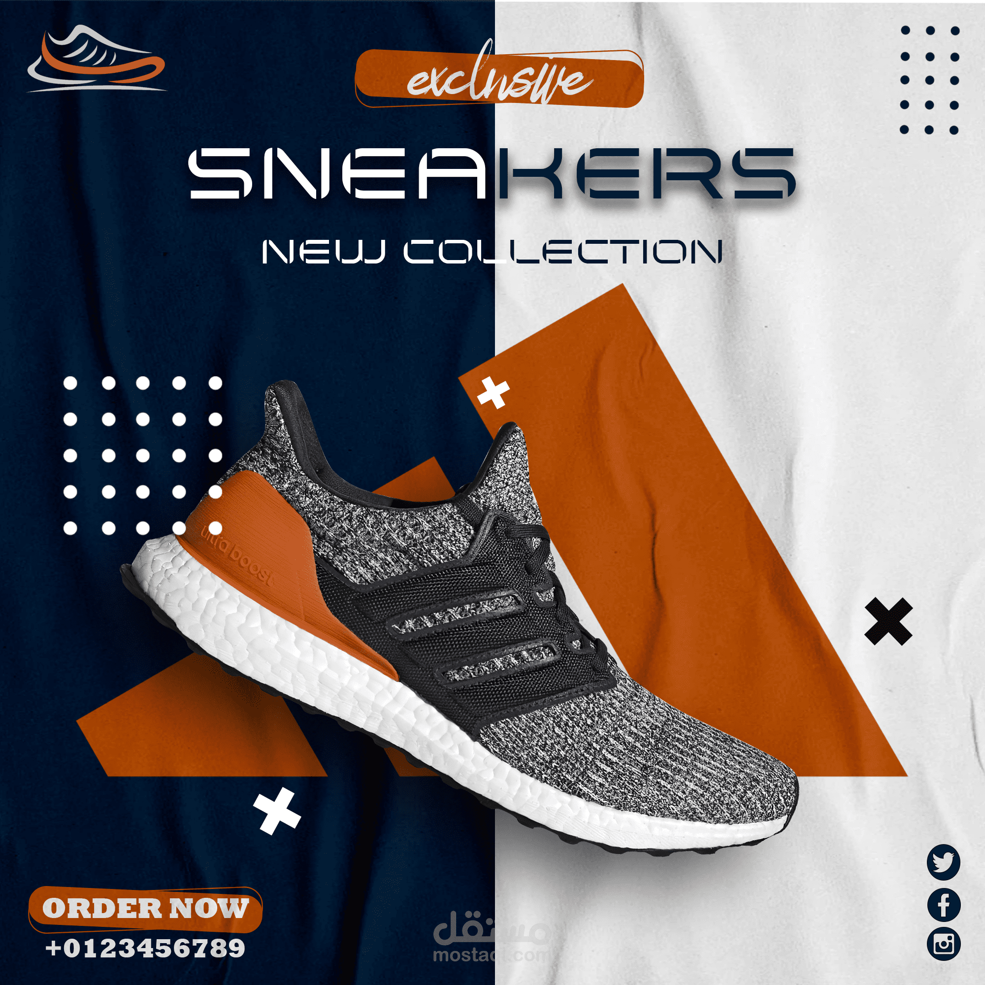 منشور لمواقع التواصل الاجتماعي | اعلان حذاء رياضي
