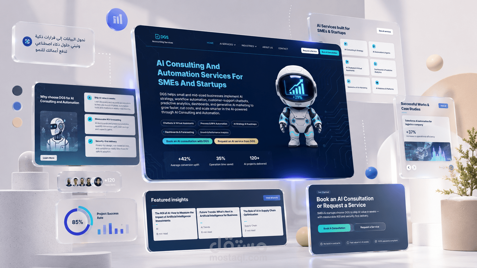 تصميم موقع احترافي لشركة DGS | AI Consulting & Automation
