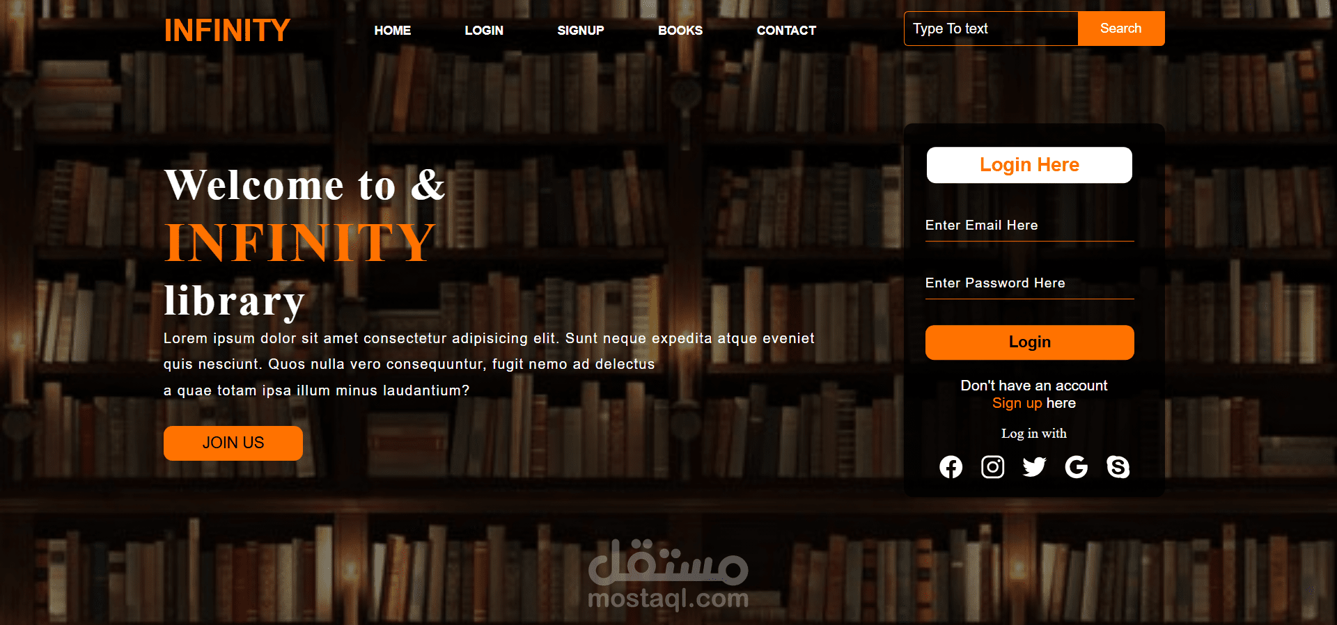 إنشاء موقع ويب لعرض وتحميل الكتب (Infinity Library)