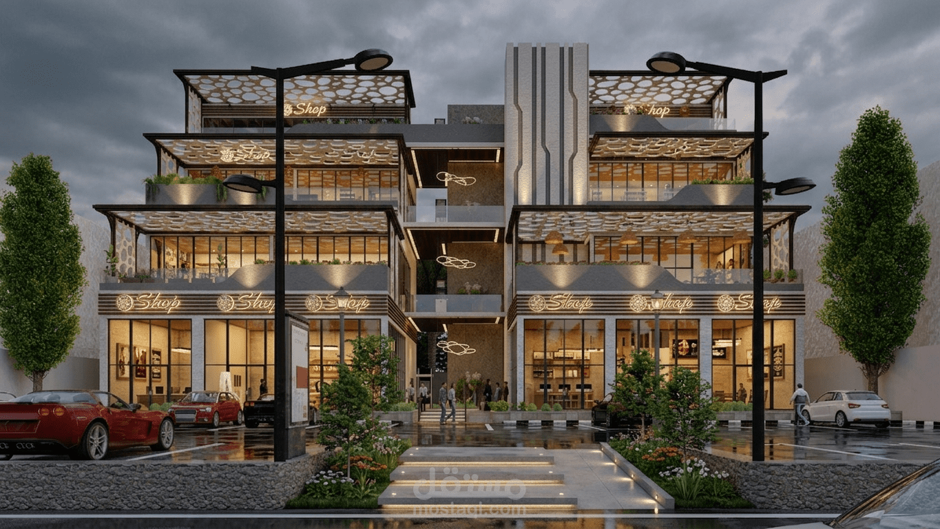 تصميم معماري و 3d  لمول و مجمع كافيهات