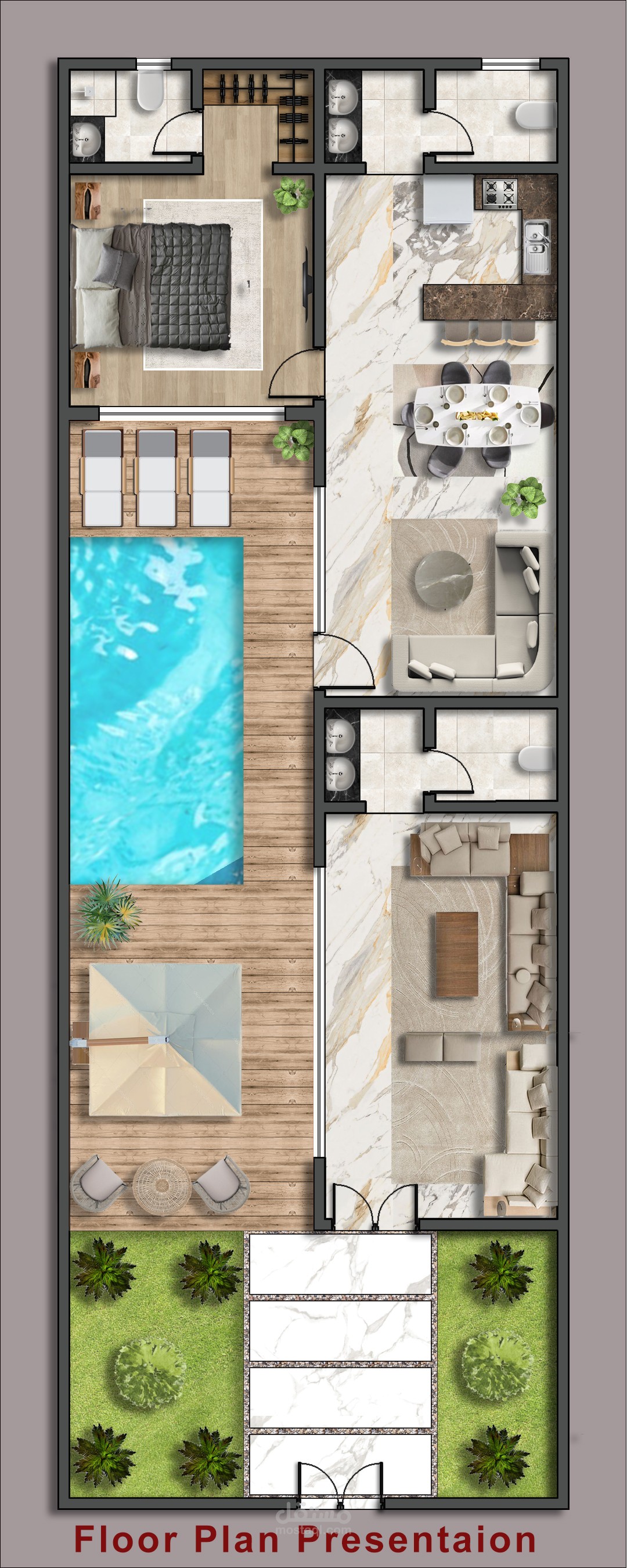 تصميم نموذجين لعدد 2 شاليه واظهارهم