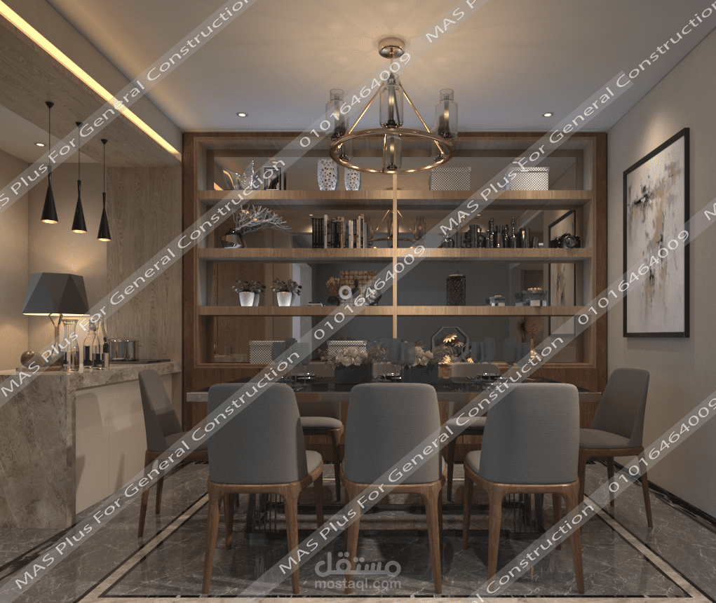 تصميم 3D لغرفة طعام متكاملة