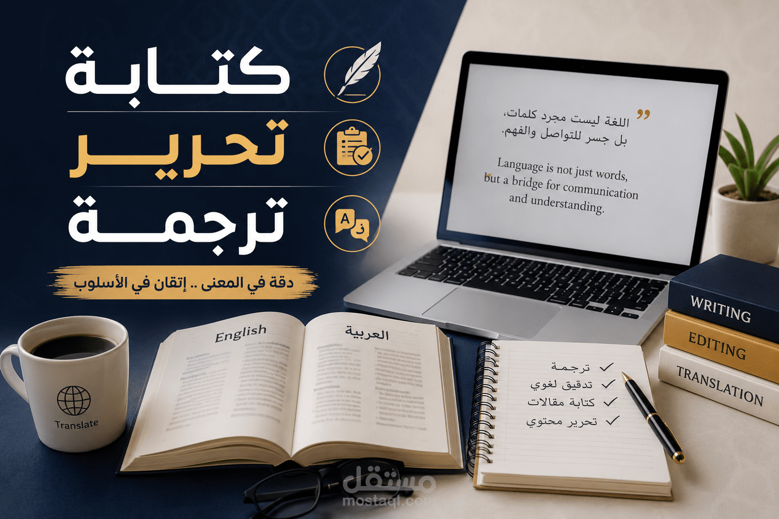 الكتابه والتحرير وترجمه اللغه العربيه للانجليزيه والعكس