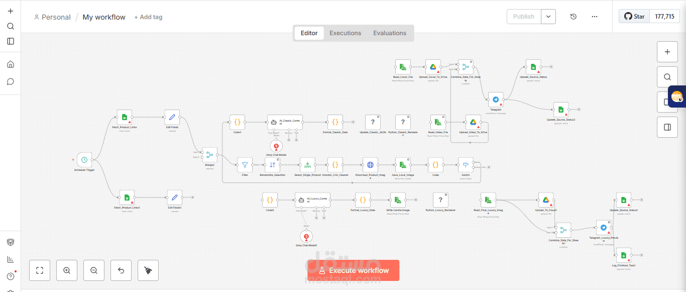 نظام أتمتة متطور لإنتاج المحتوى المرئي باستخدام الذكاء الاصطناعي وn8n