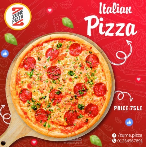 Social media design for zume pizza restaurant