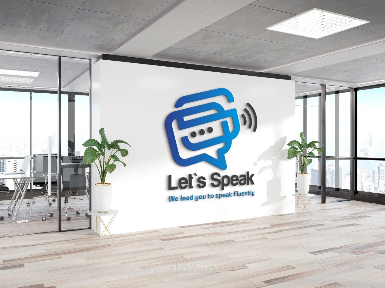 تصميم لوجو Let`s speak مركز لتعلم اللغة الانجليزية.