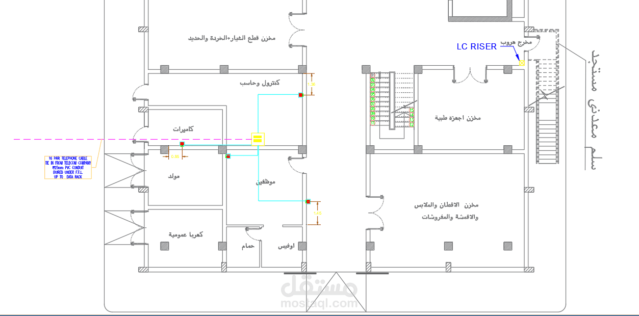 تصميم و مخططات كهربائيه تنفيذيه لمخزن بميناء نويبع