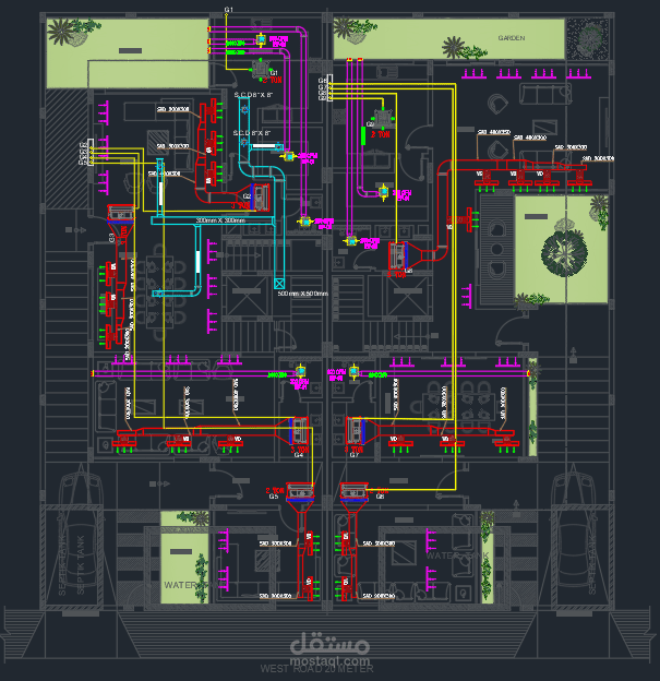 عمل مخططات ميكانيكيه بفيلا بالرياض (Mechanical Shop Drawing)