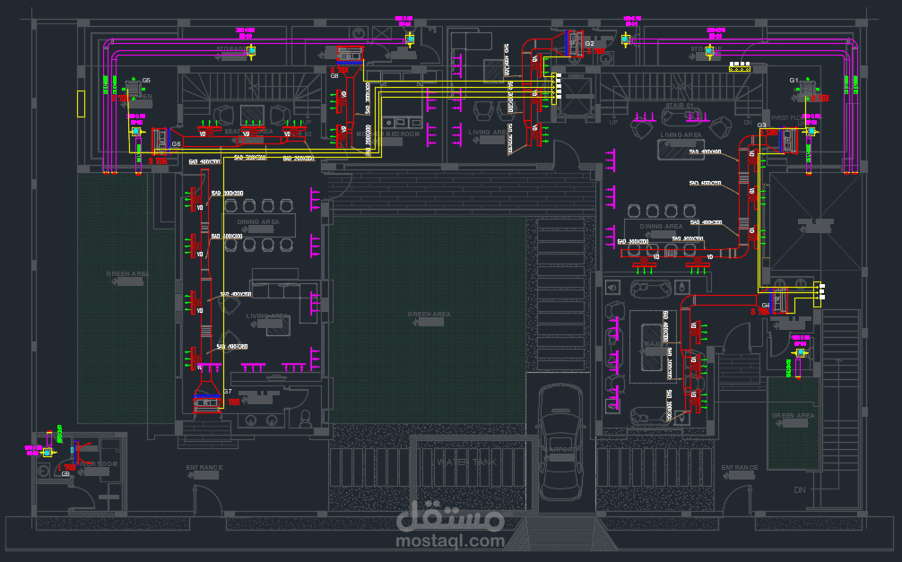 تصميم و مخططات تنفيذ ميكانيكا بفيلا بالسعوديه (Mechanical Design and Shop drawing )