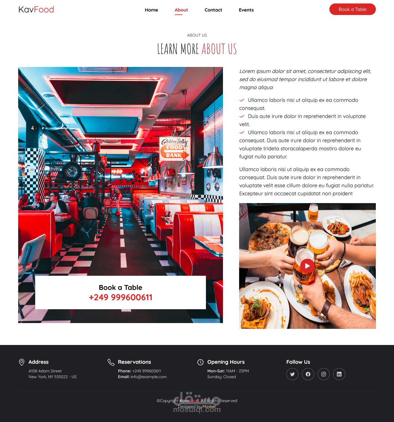 resturant website
