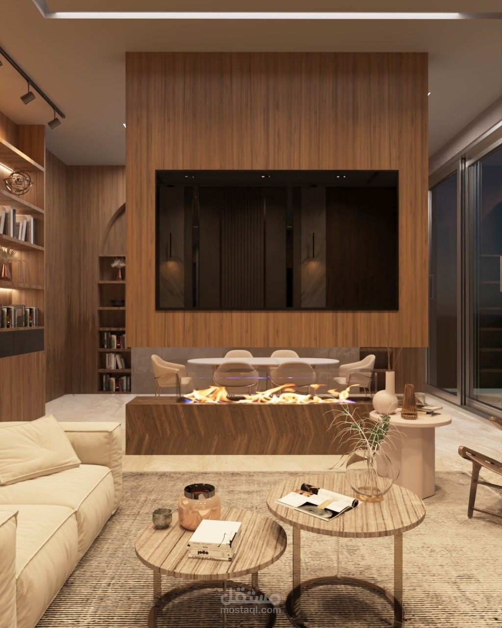 تصميم صالون مودرن فاخر (Modern Luxury) ثلاثي الأبعاد