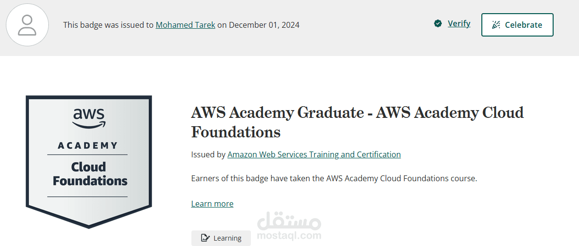 AWS Cloud badge