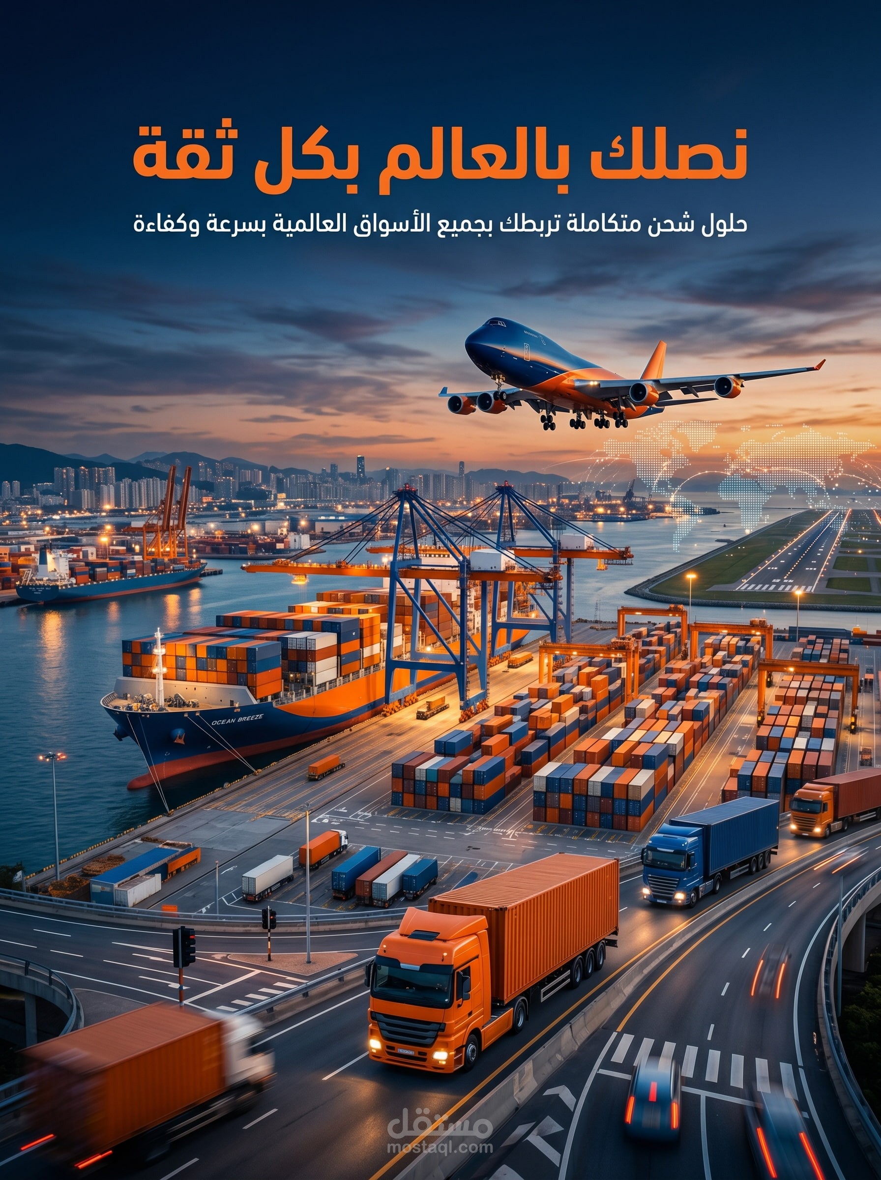 🌍 مشروع تصميم إعلاني لشركة شحن عالمية