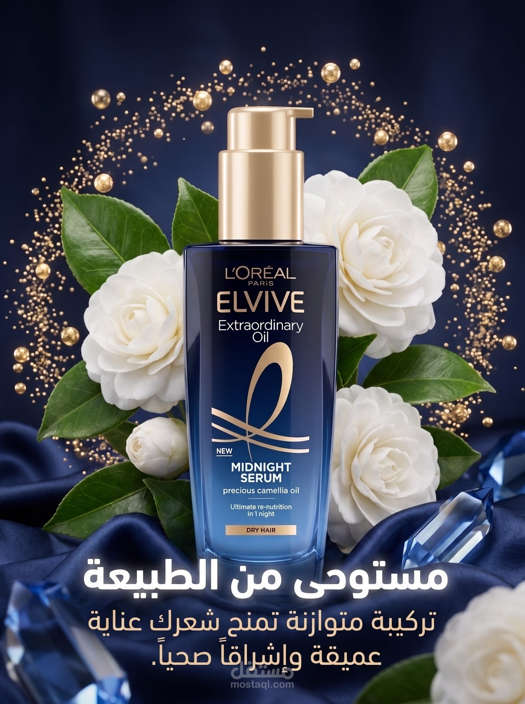 💧 مشروع تصميم إعلاني لمنتج سيرم شعر (L'Oréal)