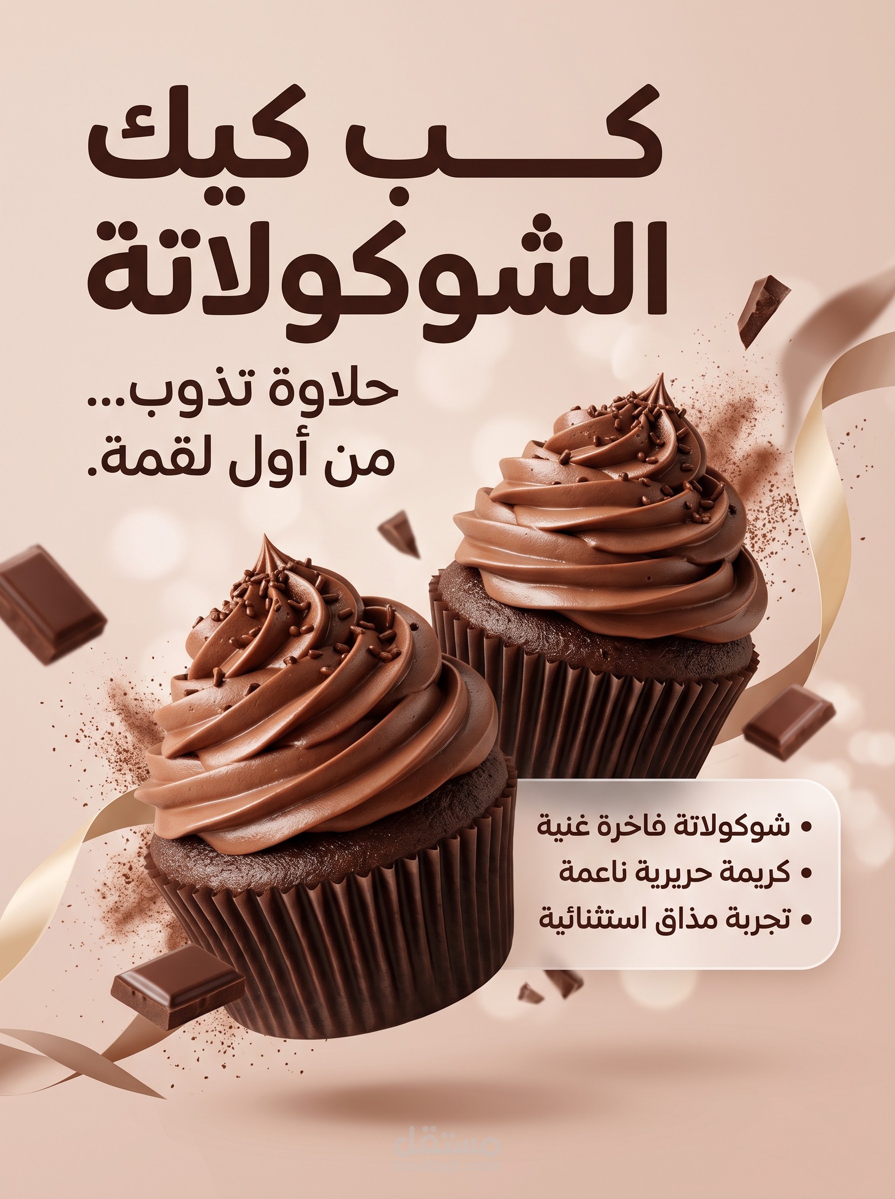 🧁 مشروع تصميم إعلاني لمحل حلويات وكيك