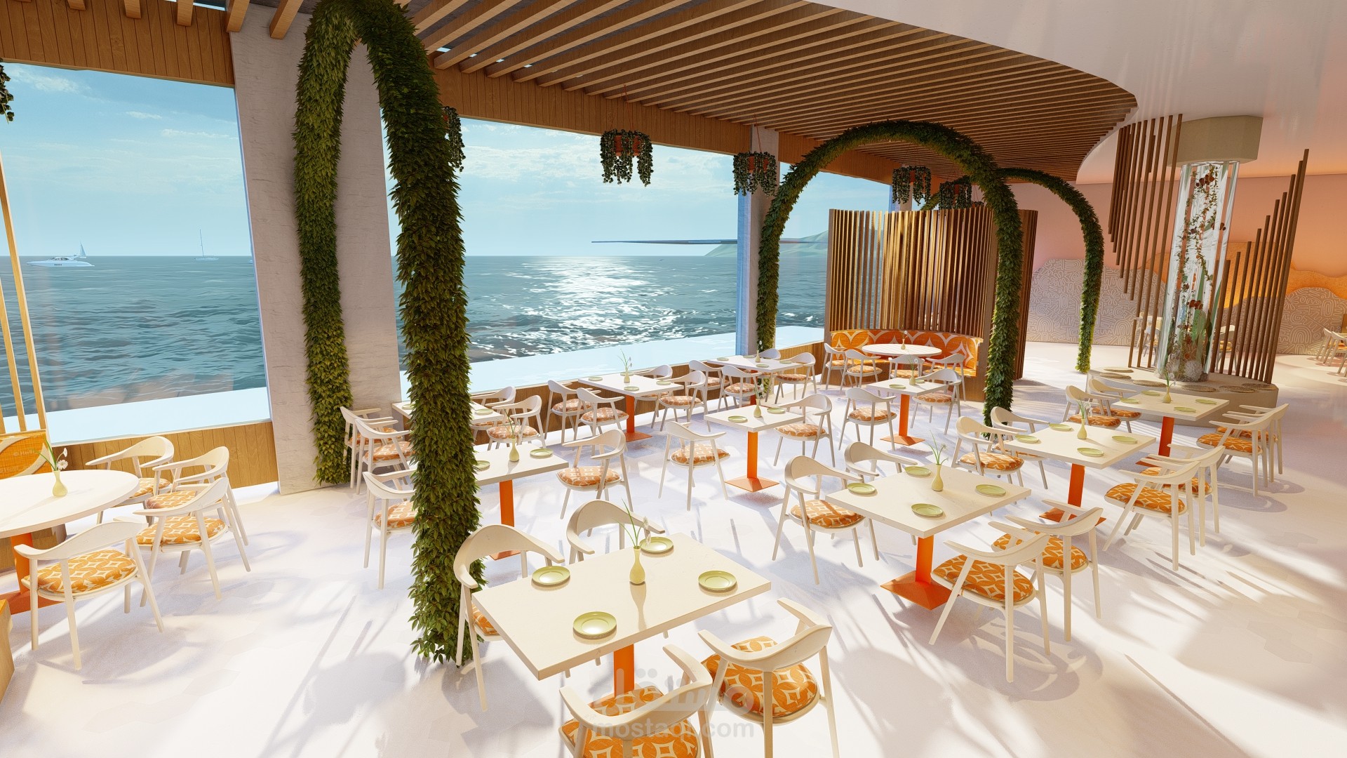 تصميم مطعم في فندق فى جزيره اللاجون