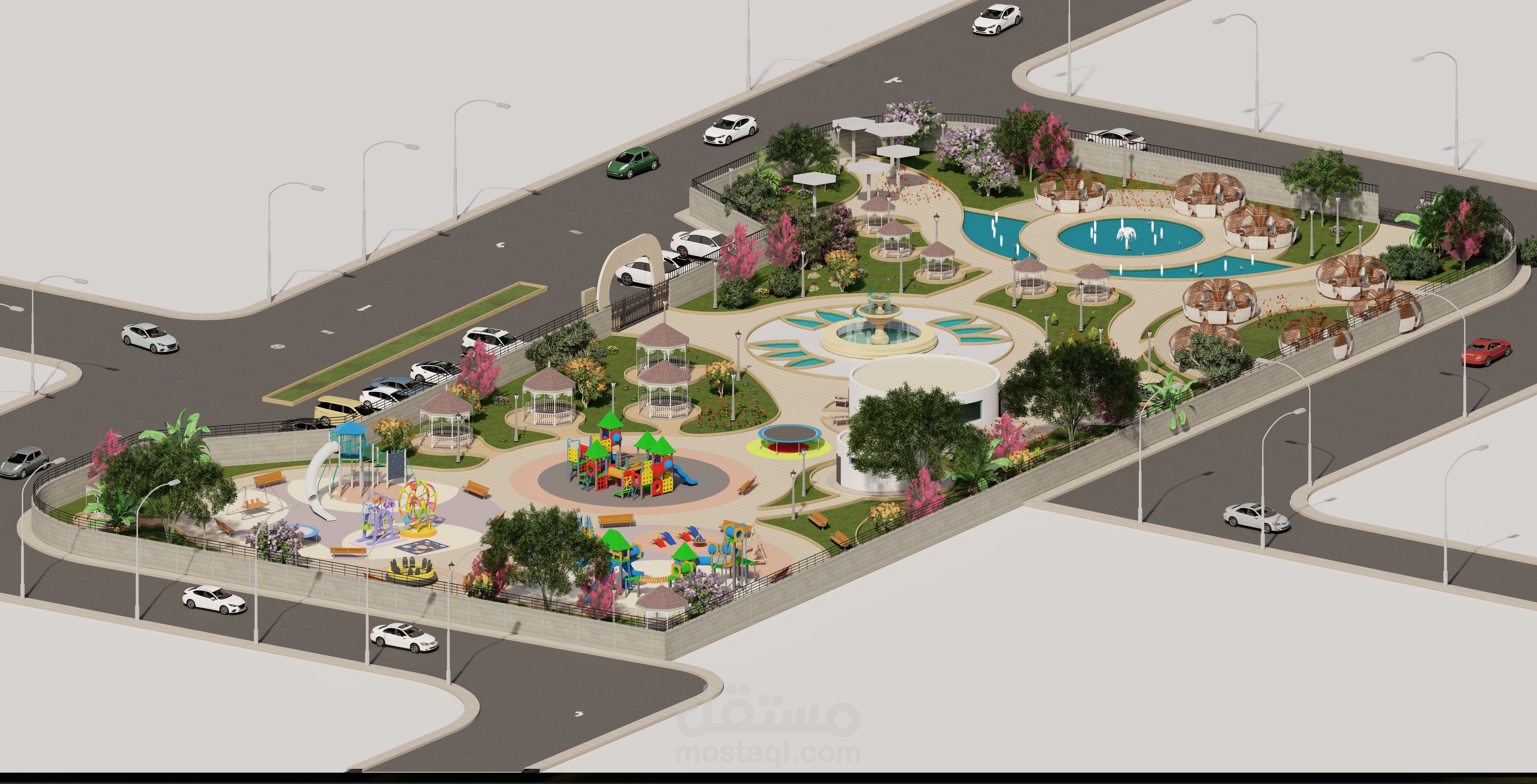 تنسيق حديقة عامة حديقة البردوني صنعاء