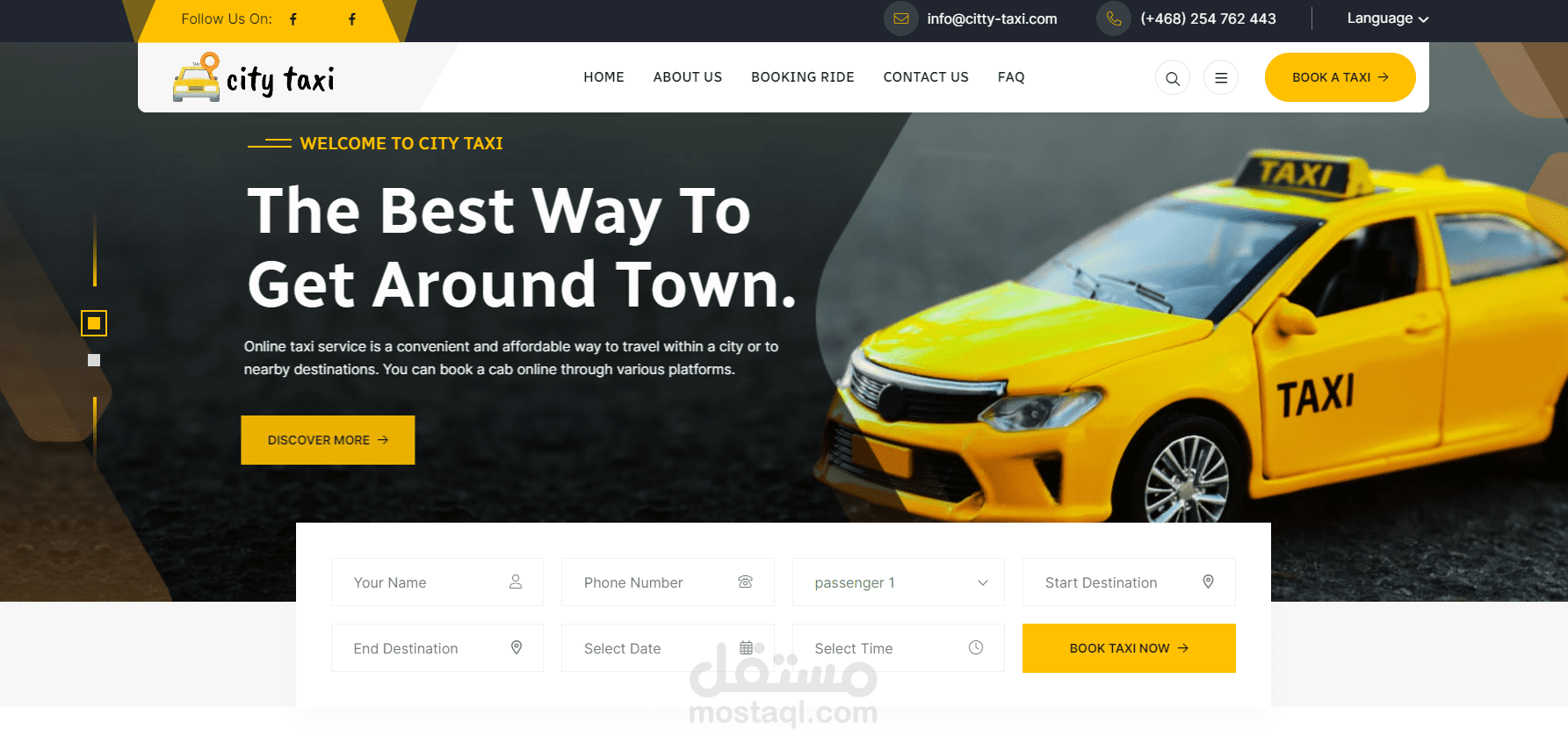 موقع ووردبريس لشركة تقدم خدمات حجز تاكسي و ليموزين