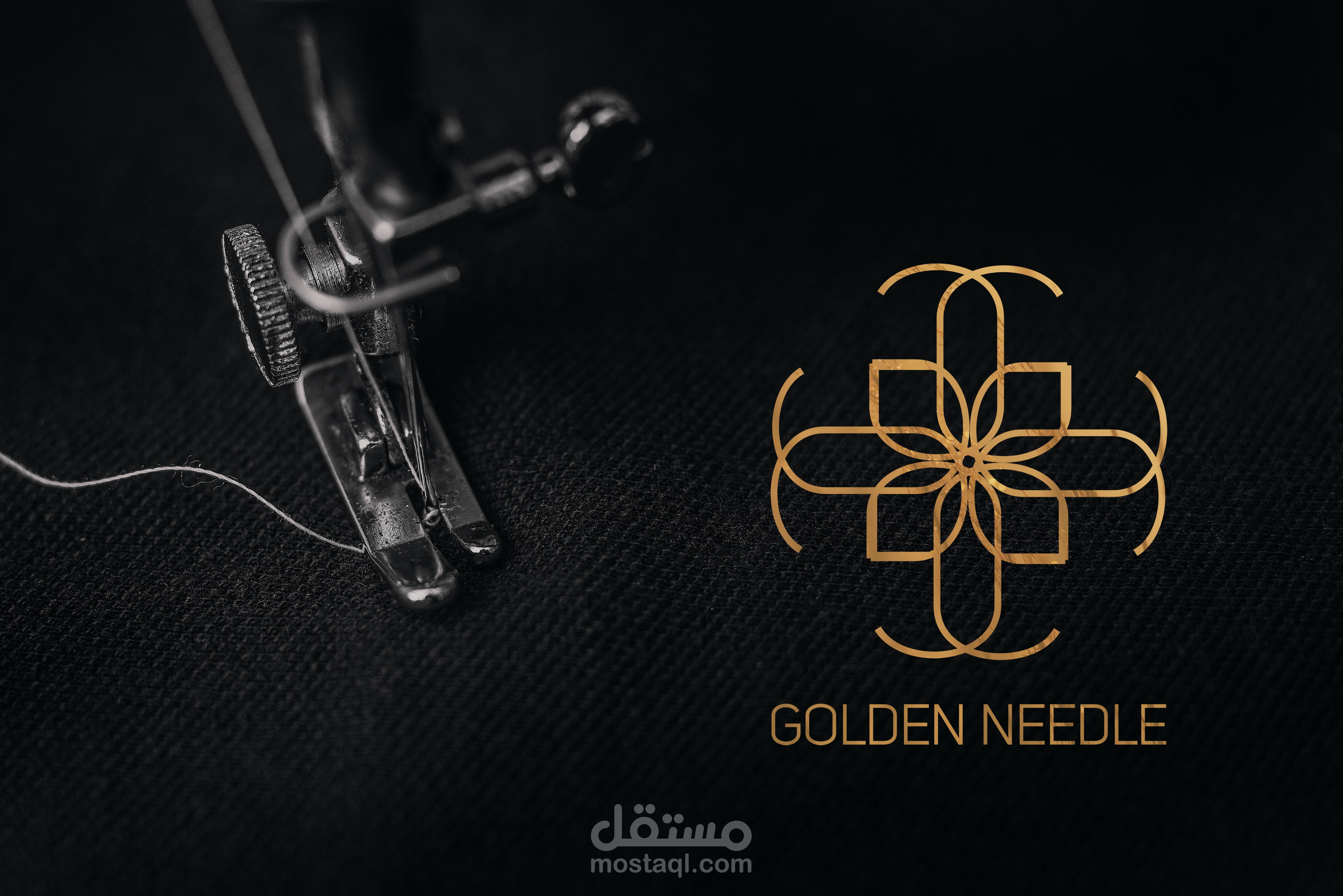 تصميم شعار لورشة خياطة باسم golden needle